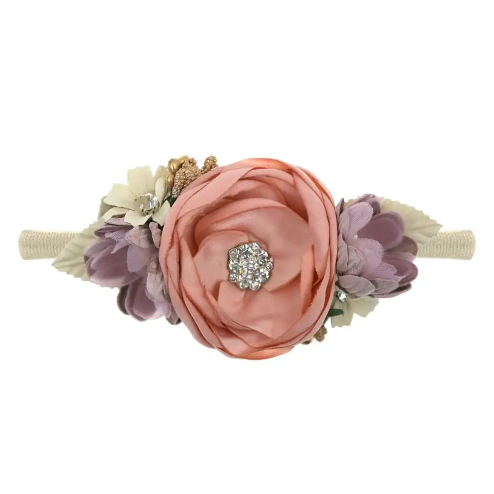 Baby Girl Headbands Nylon Floral Pearl Newborns Headband Princess
