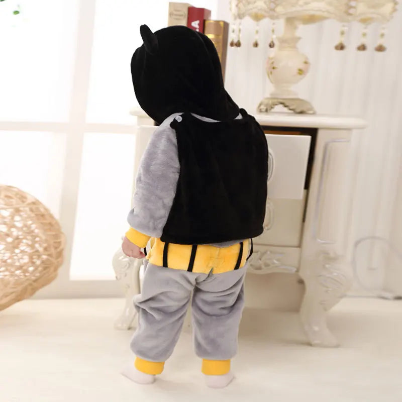 Winter Batman Baby Cotton Clothes Flannel Jumpsuits Custome