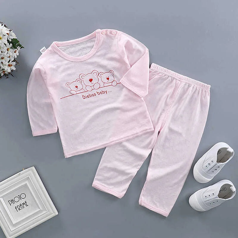 Sets For Girls Baby  Summer Sleepwear Thin Type Boy Outfits Pure Cotton Suit Children Pajamas Air Conditioning Wearing Nightgown