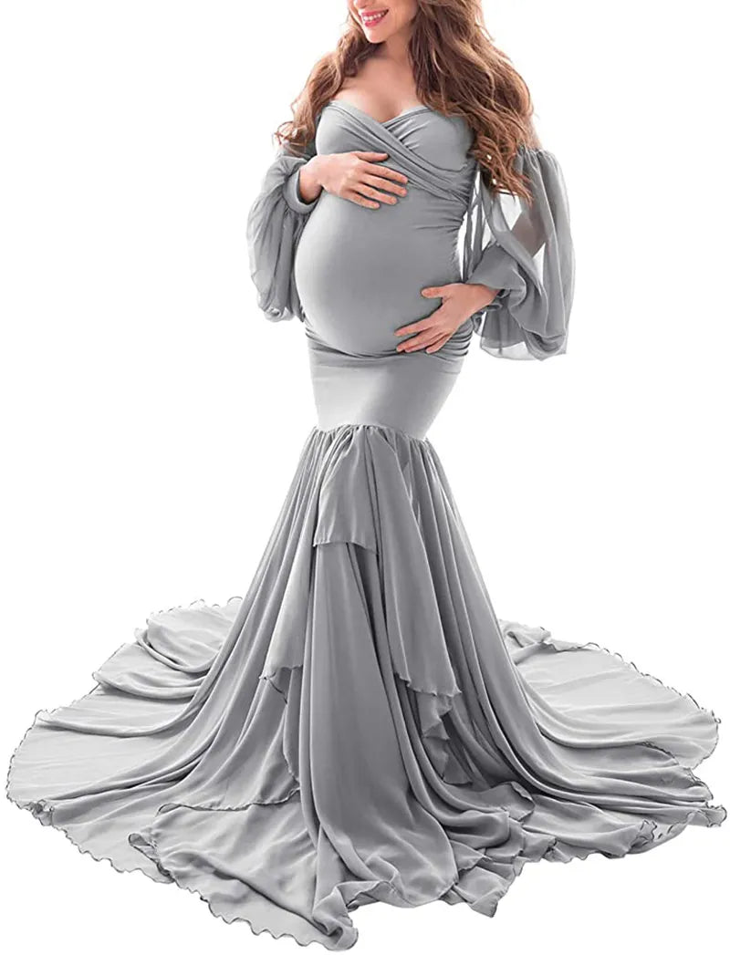 Sexy Shoulderless Maternity Dresses Ruffles