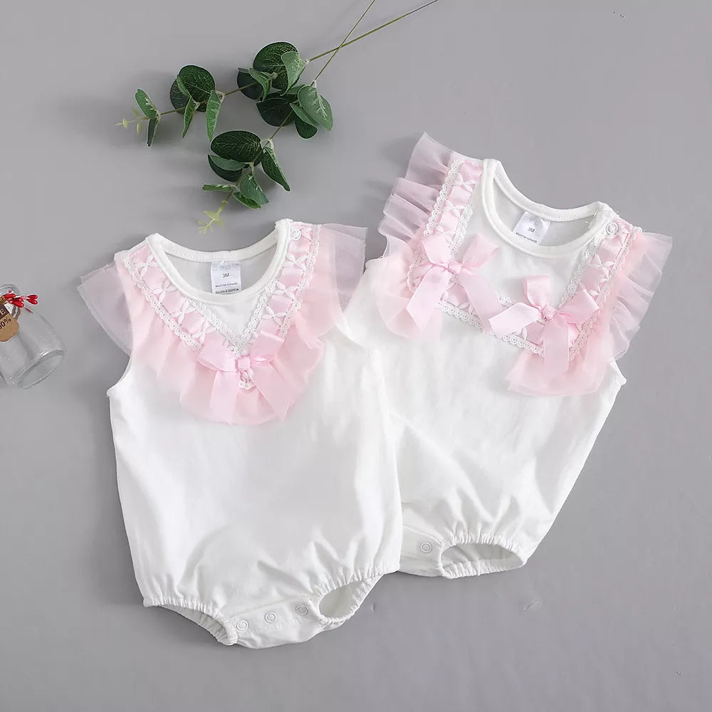 Summer Lace Bow Newborn Baby Girls Bodysuits