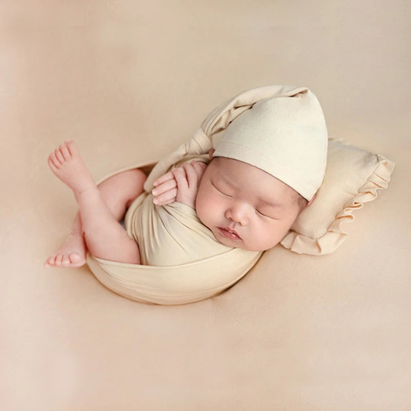 Soft Strong Stretch Baby Wraps Newborn Infant Elastic Photography Swaddlings With Hat Bebe Photo Props Wrap Blanket 40*165cm
