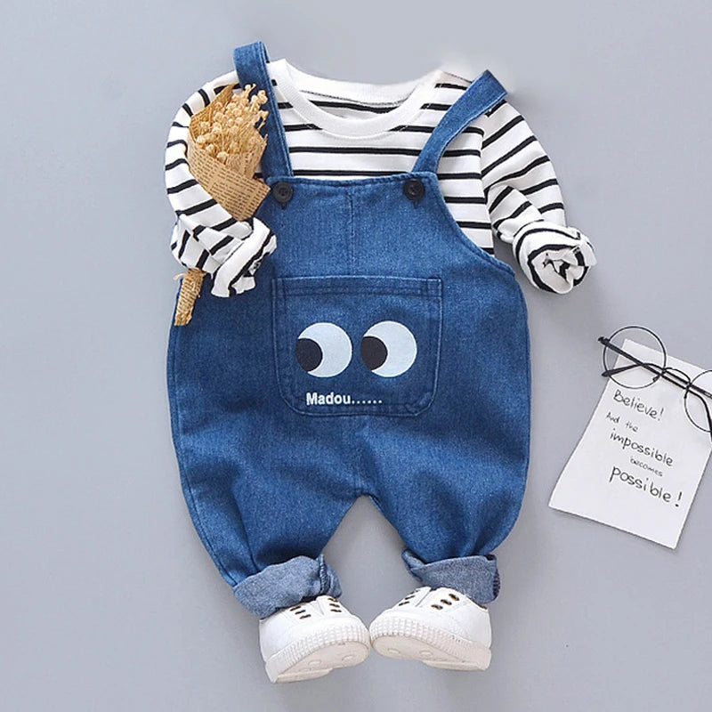 Newborn Baby Girls Boys Clothes 2022 Autumn Spring Baby Clothing Casual Strap Suit Outfit Infant Clothing Sets 6 9 12 24 Month