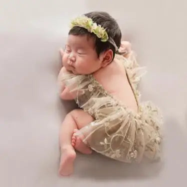 Newborn Photography Outfit Baby Headwear Lace Clothes Set for Photo Shoot Girl Dress Skirt  Jumpsuit Photobooth Props Accessorie