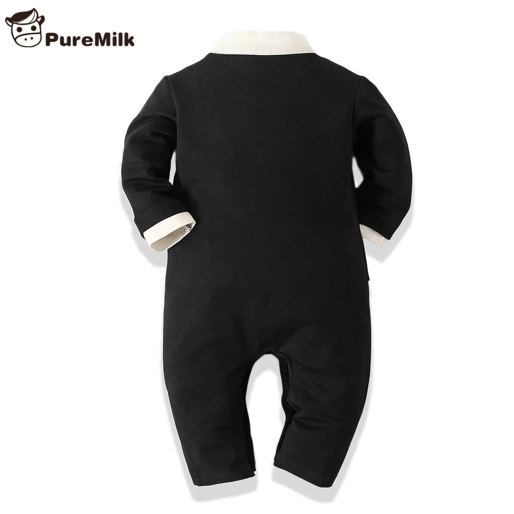 Baby boy Clothes Cotton Soft Long Rompers White/ Black