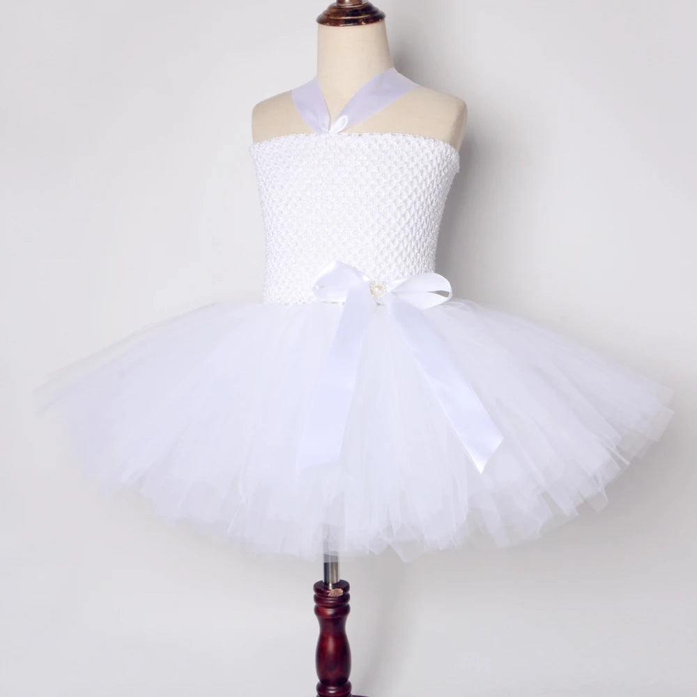 White Angel Tutu Costume for Fairy Cosplay Dress with Wings 1-14Y