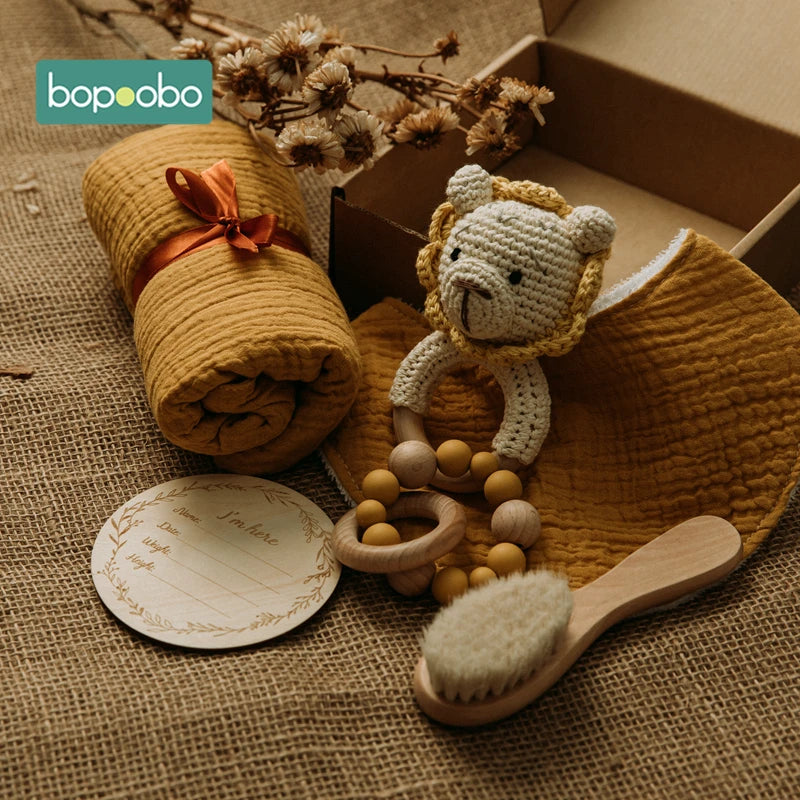 Baby drool Towel Toy Set Milestone Cards Gift Set