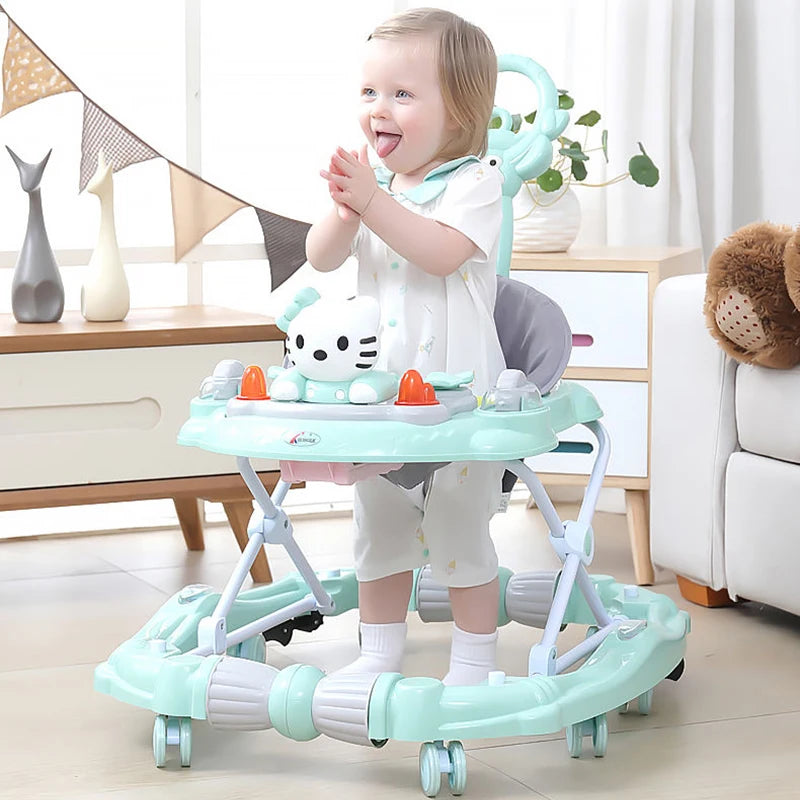 Safety Baby Walker Multifuncion Antirollover Folding Newborn Learning Walking Car Anti-O Leg Musical Baby Walker With Wheels