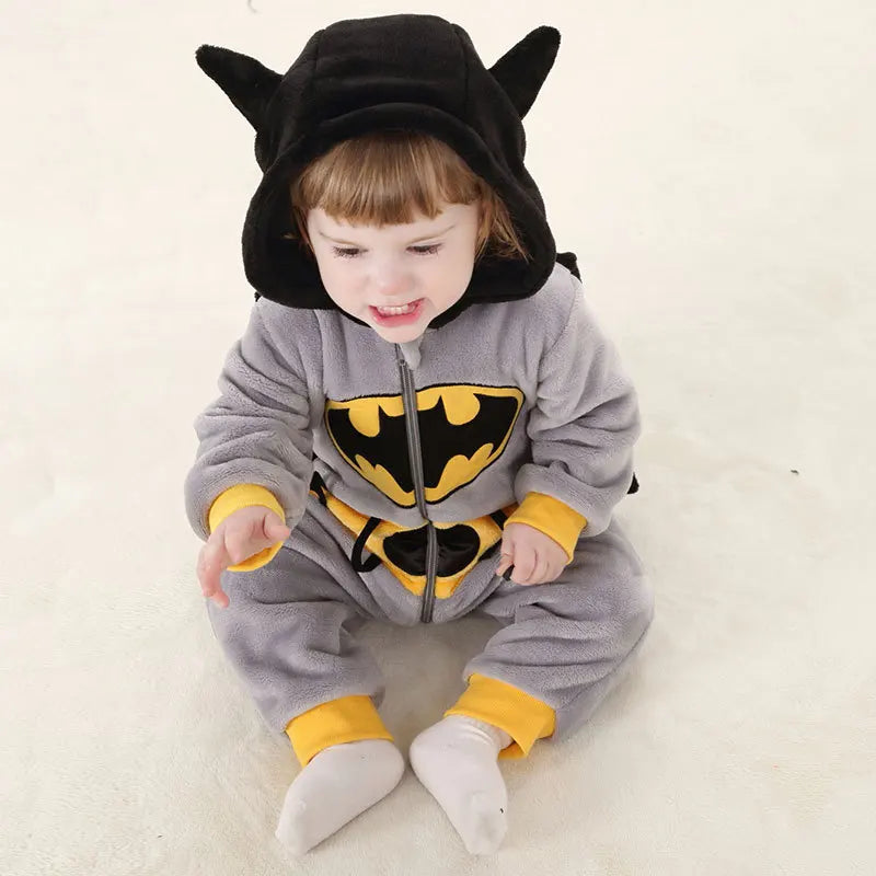 Winter Batman Baby Cotton Clothes Flannel Jumpsuits Custome