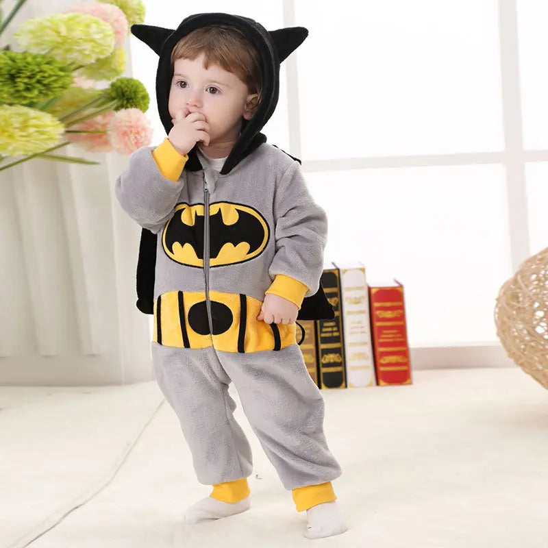 Winter Batman Baby Cotton Clothes Flannel Jumpsuits Custome