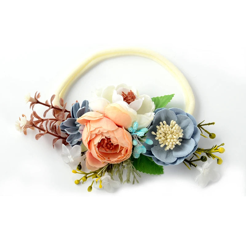 Baby Girl Headbands Nylon Floral Pearl Newborns Headband Princess