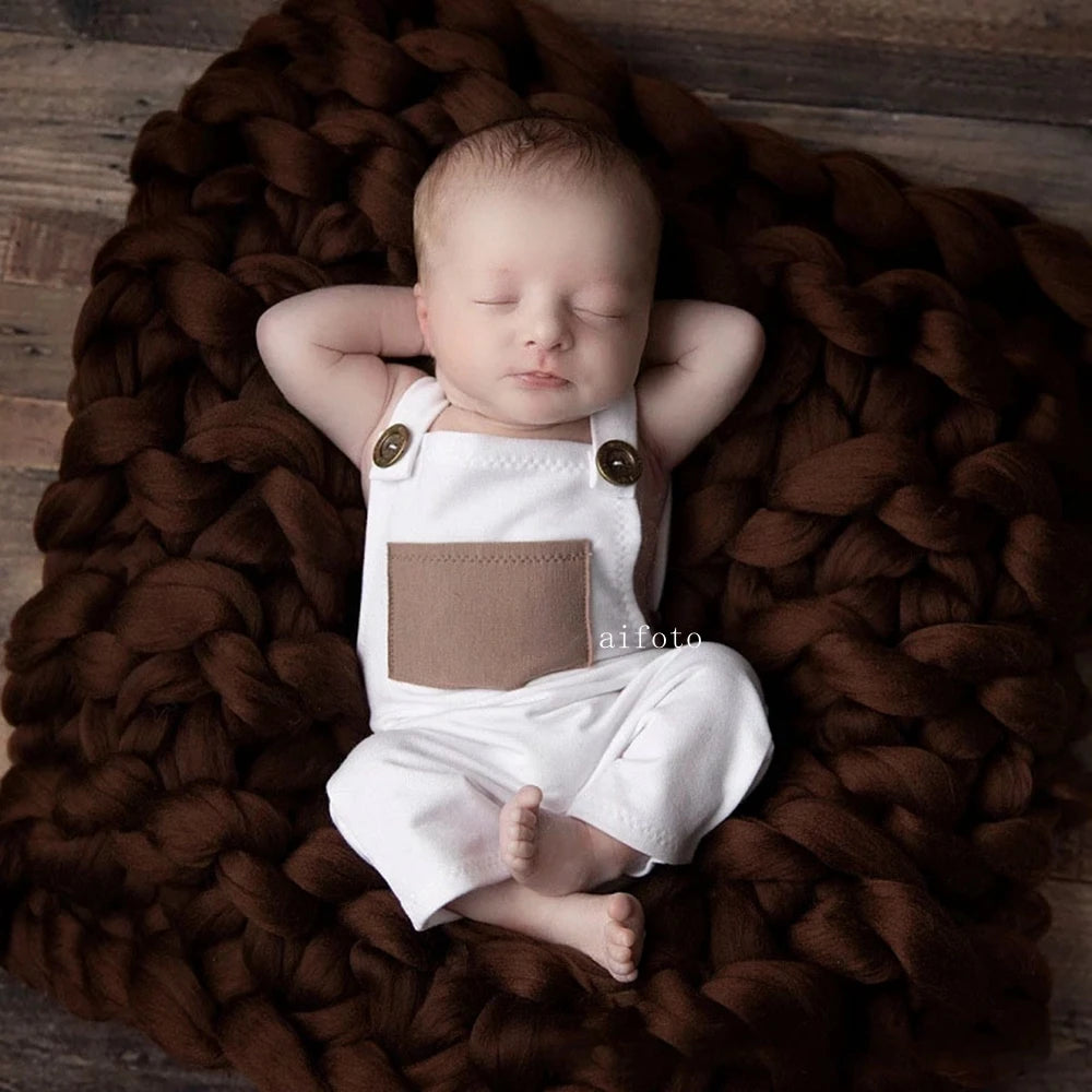 Newborn Twins Photography Clothing Cotton Baby Romper Short Sleeve Set Infant Boy Girl Photo Props Jumpsuit Shooting Accessories