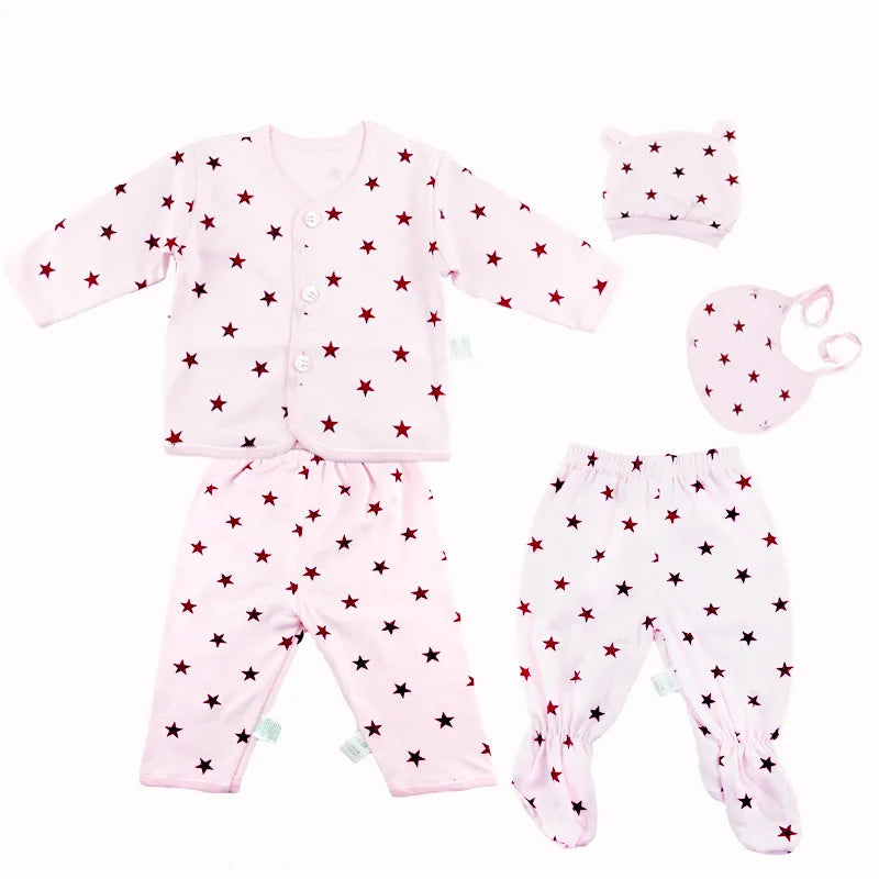 Newborn Baby Set ( 5pcs/set) Clothes Infant Bib Hat Suit 20 Styles