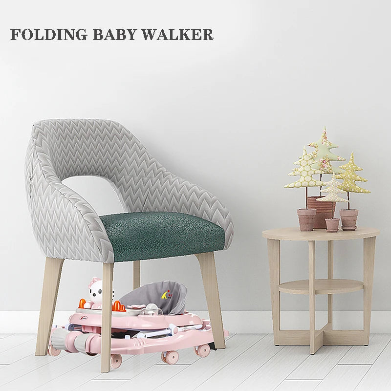 Safety Baby Walker Multifuncion Antirollover Folding Newborn Learning Walking Car Anti-O Leg Musical Baby Walker With Wheels