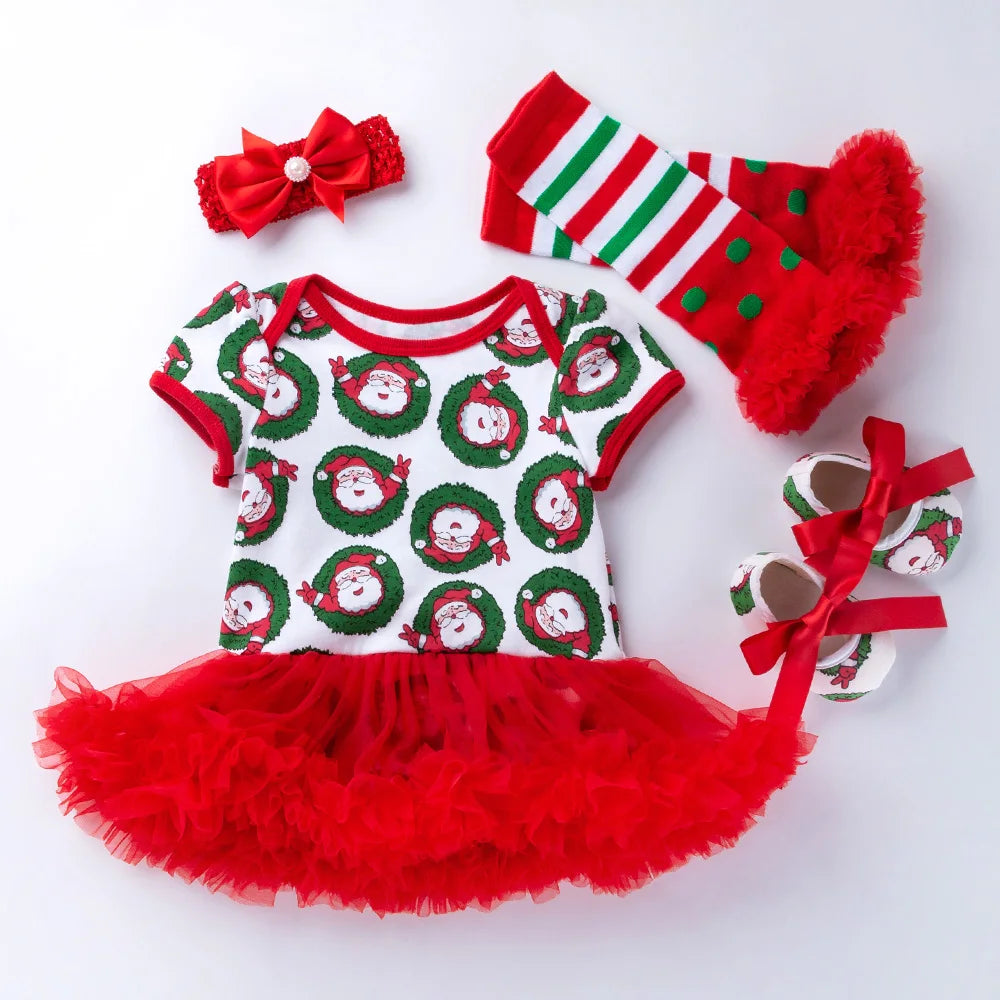 Christmas Baby Romper Cotton Santa Claus Jumpsuit Tutu Dress
