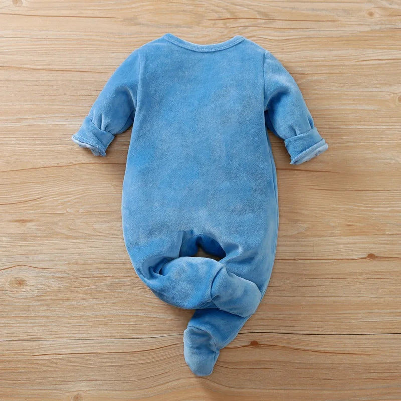 PatPat Winter Baby Boy Clothes 0 to 12 Months Dinosaur Print Fleece Jumpsuit Bodysuits & One-pieces Long-sleeve Baby Onesies