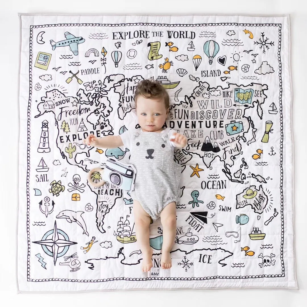 Baby Play Mats Kids World Map Nordic Rug Crawling Children's Carpet In The Nursery Toys Infant Gym Playmat Kids Room Decor Gift