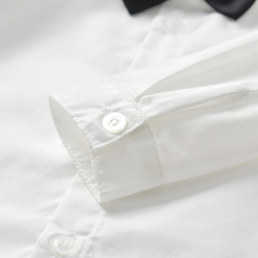 Newborn Baby Cotton Suit Black Bow Tie Plaid Set