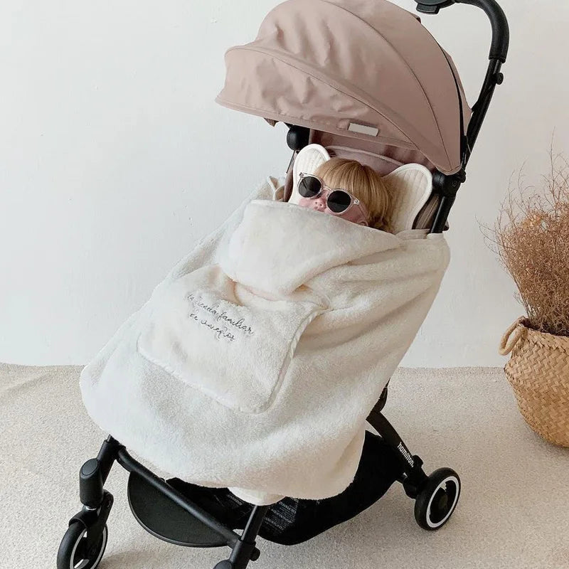 Coral Fleece Newborn Blanket for Baby Stroller Sling Cover Bear Bunny Fall Winter Newborn Swaddle Wrap Infant Sleeping Quilt