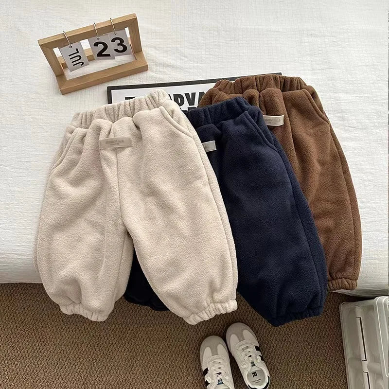 Boy Baby Fleece Thick Tracksuit Sets Tops+Pants