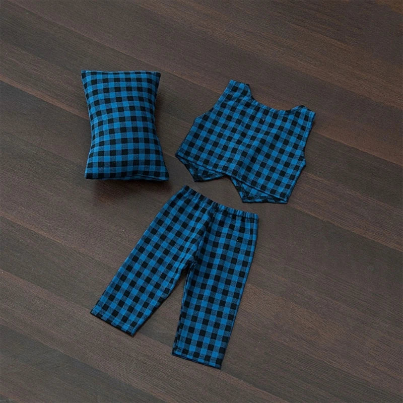 Checkered Pillow Pants & Vest Set Newborn Photography Props Baby Boy Girl Photo Shoot Outfits for 0-1 Month Baby Durable