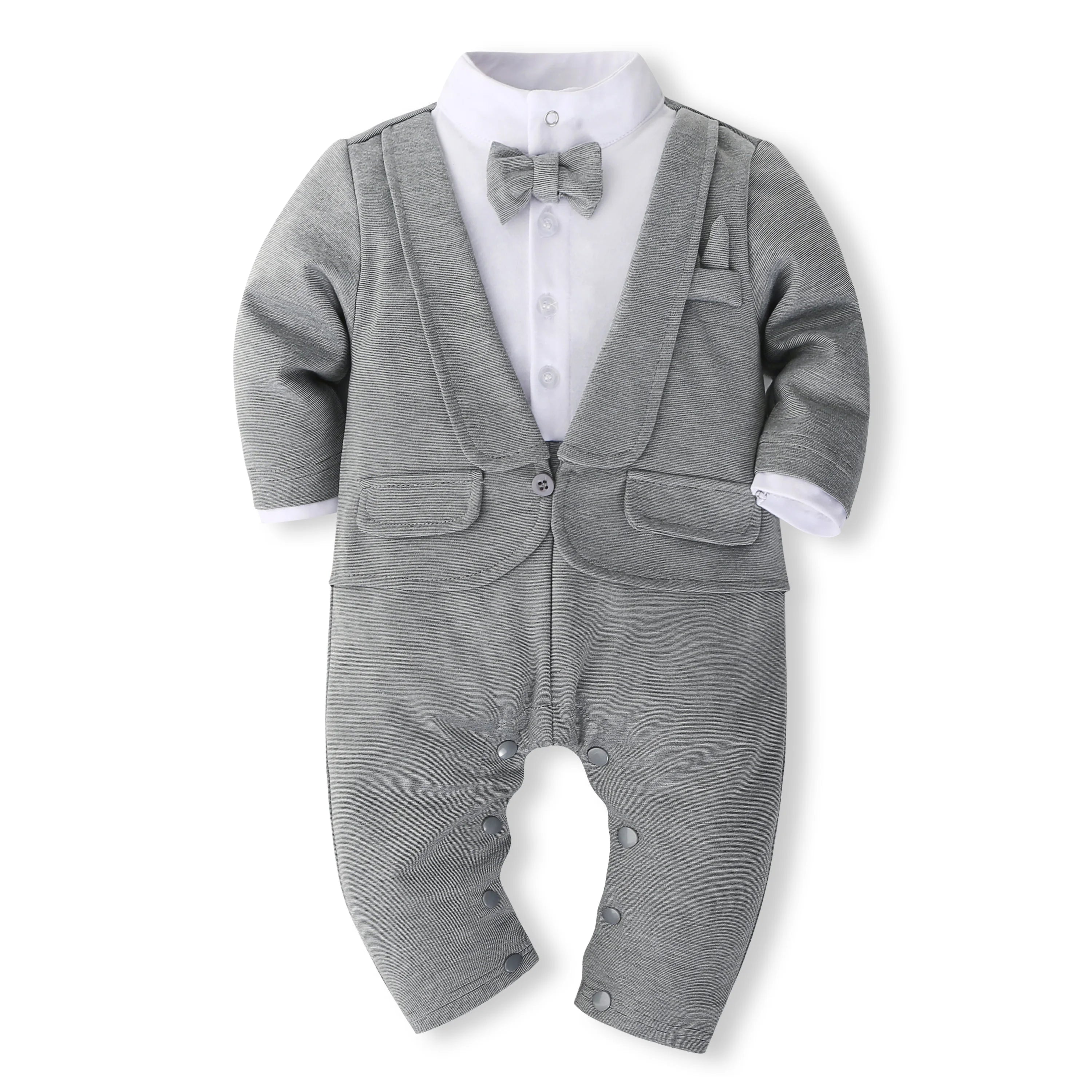 Baby boy Clothes Cotton Soft Long Rompers White/ Black
