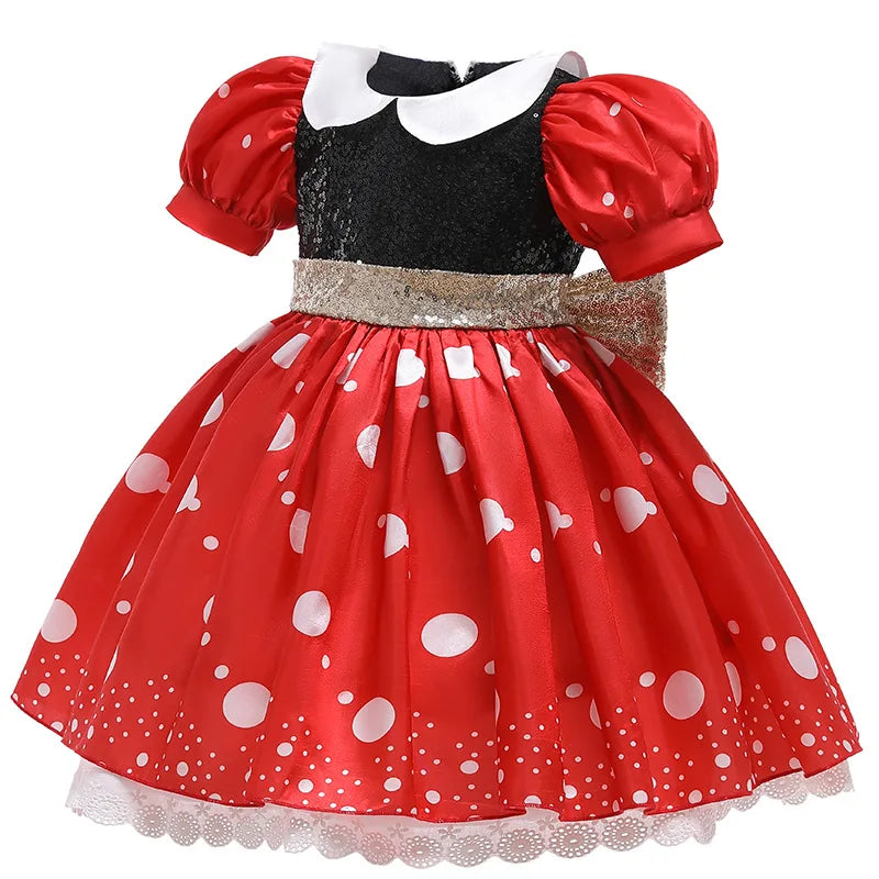 Baby Girl Mickey Mouse Dress Mickey and Minnie Cosplay Costume Children for Baby Girls Children Cosplay Clothes Free Headband