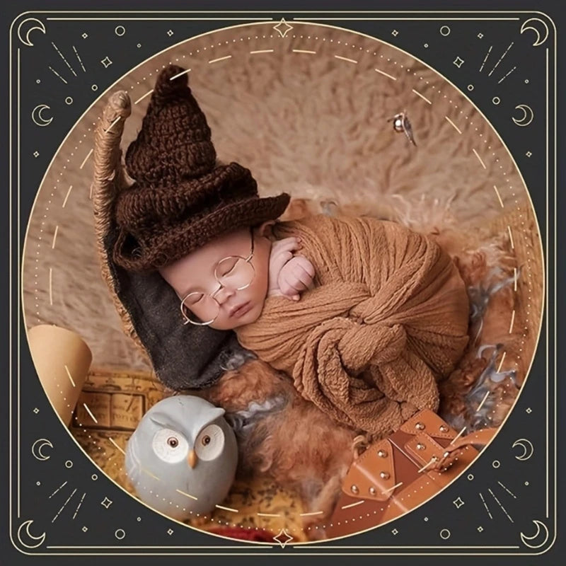 Baby Photo Costume Wizard Hat Glasses Newborn Photography Posing Outfit