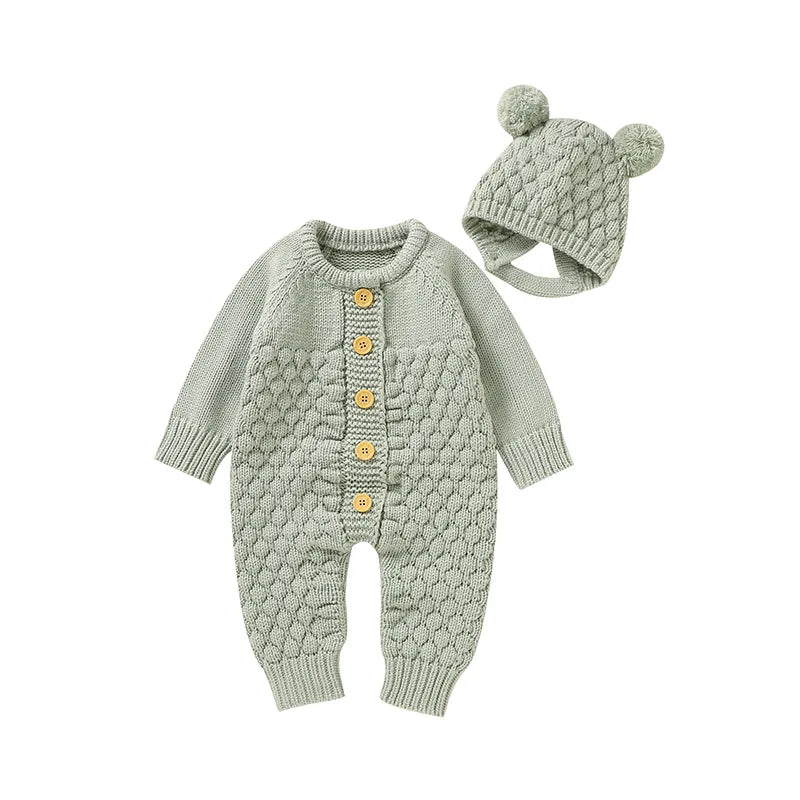 Baby Rompers Long Sleeve Infant Boys Girls Jumpsuits Clothes Autumn Solid Knitted Newborn Toddler Kids Overalls One Piece 0-18M