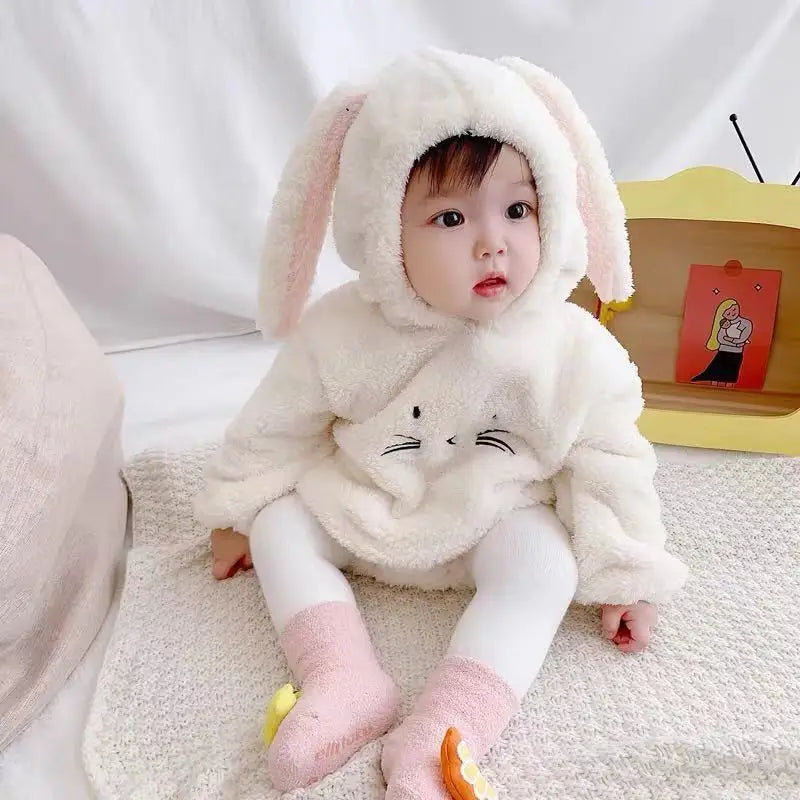 Bunny Baby Cute Baby Rompers Plus Velvet Bodysuit