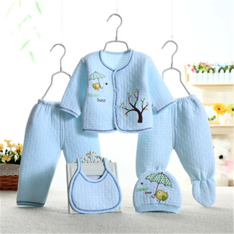 Baby cotton underwear set newborn baby five-piece set thickened and warm 0-3 months spring,autumn and winter boy girl clothing