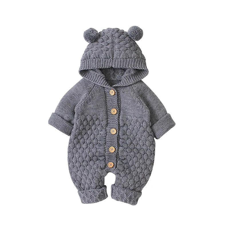 Baby Rompers Long Sleeve Infant Boys Girls Jumpsuits Clothes Autumn Solid Knitted Newborn Toddler Kids Overalls One Piece 0-18M