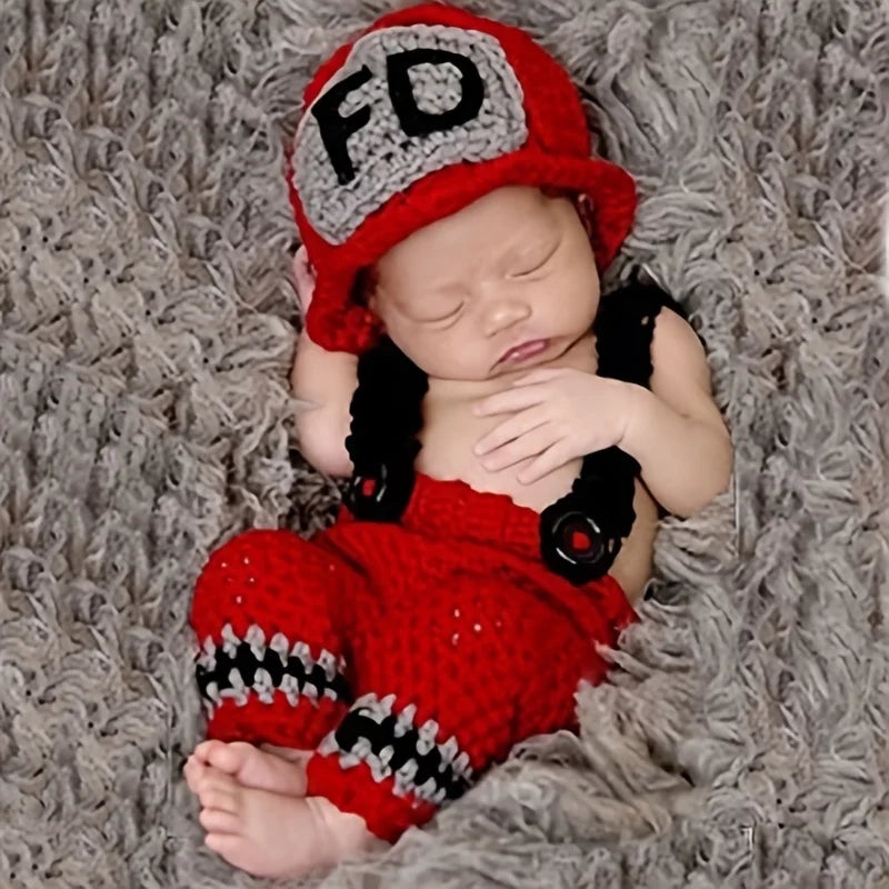 Newborn Crochet Firefighters Photography Props