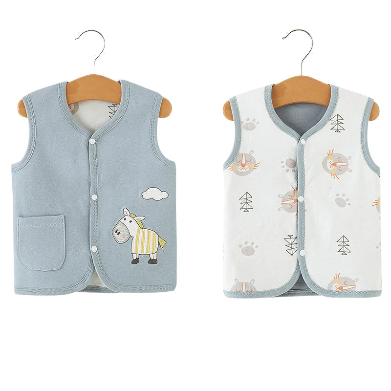 Newborn Winter Cotton Pink Vest Double Side Wear Infant Baby Cardigan Vest