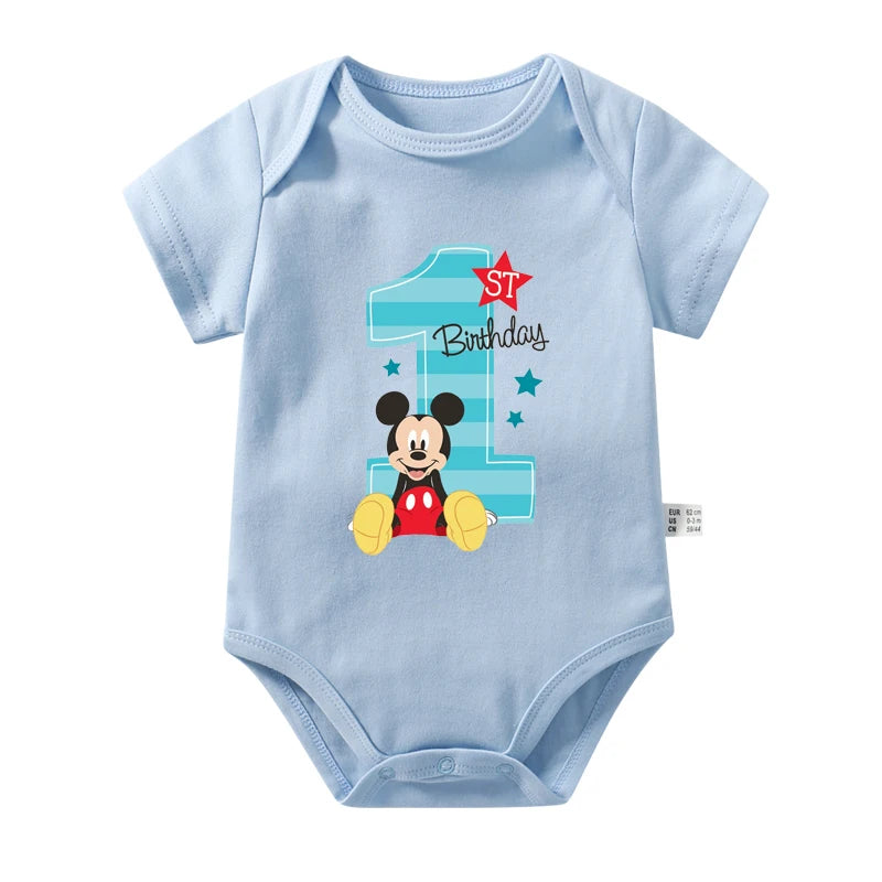 My 1st Birthday Mickey Mouse Cotton Baby Bodysuits