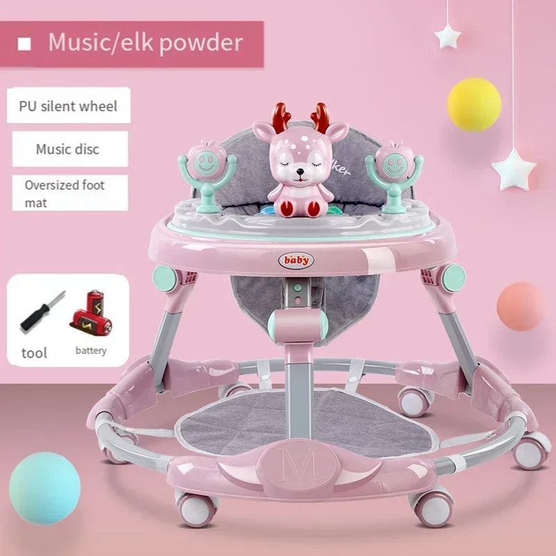 Baby Walker Anti-O-leg Multi-functional Anti-rollover Folding Trolley Boys Girls Can Sit Push 6-18 Months Baby To Learn To Drive