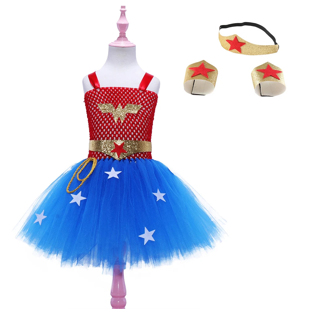 Superhero Girls Costume Tutu Dress Halloween Costume