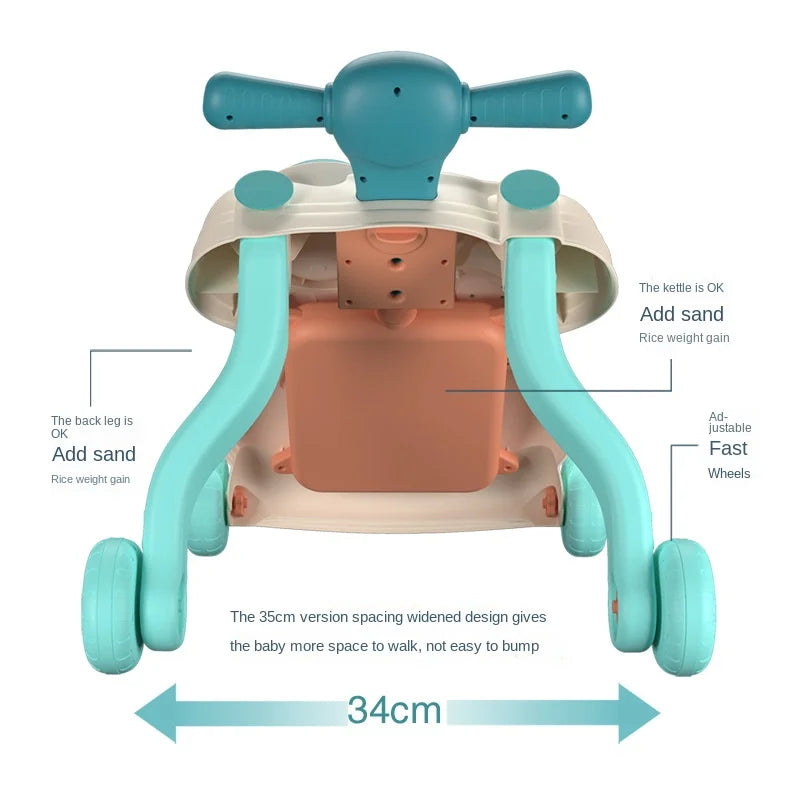 Three-In-One Walker With Music Toy Anti-Rollover