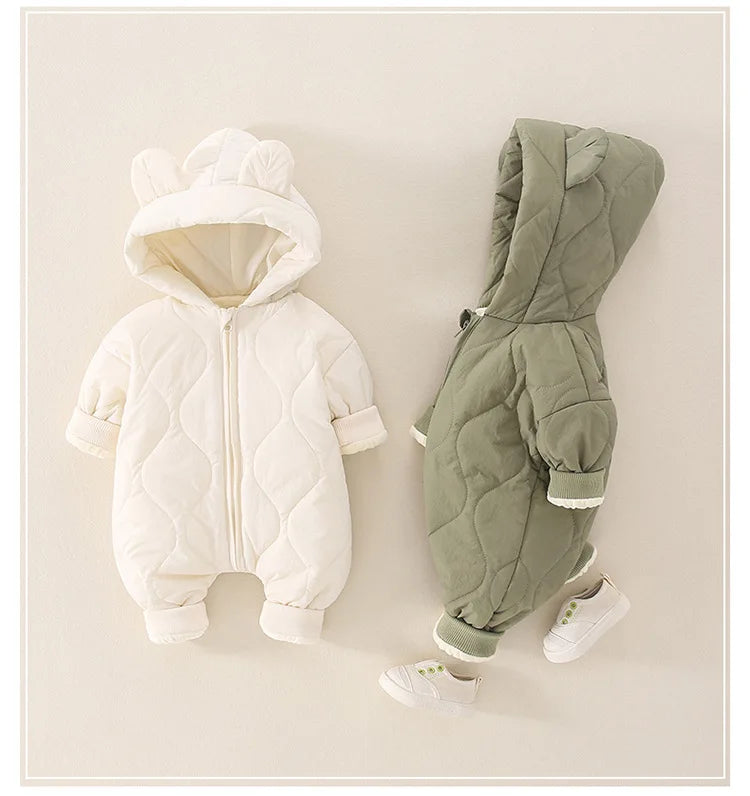 Winter Baby Clothes Overalls  Newborn  Hooded Rompers Bear Suit Cotton Thickening Boys Girls Outdoor Clothing