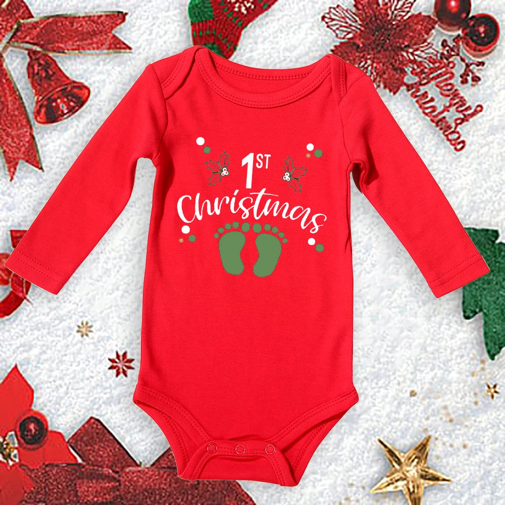 My First Christmas New Born Baby Bodysuits