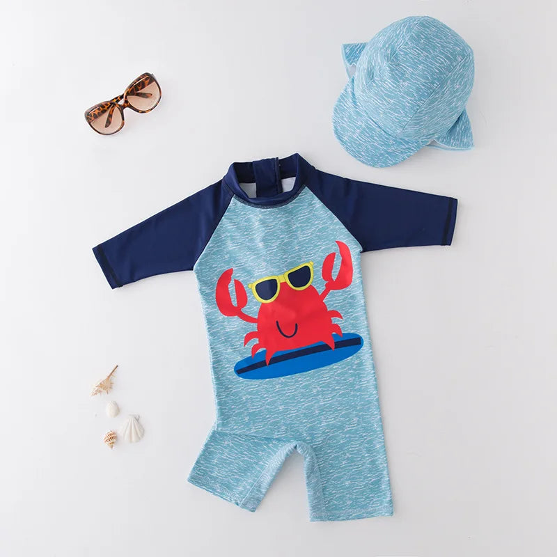 Baby boy swimwear with cap suit surfing Wear