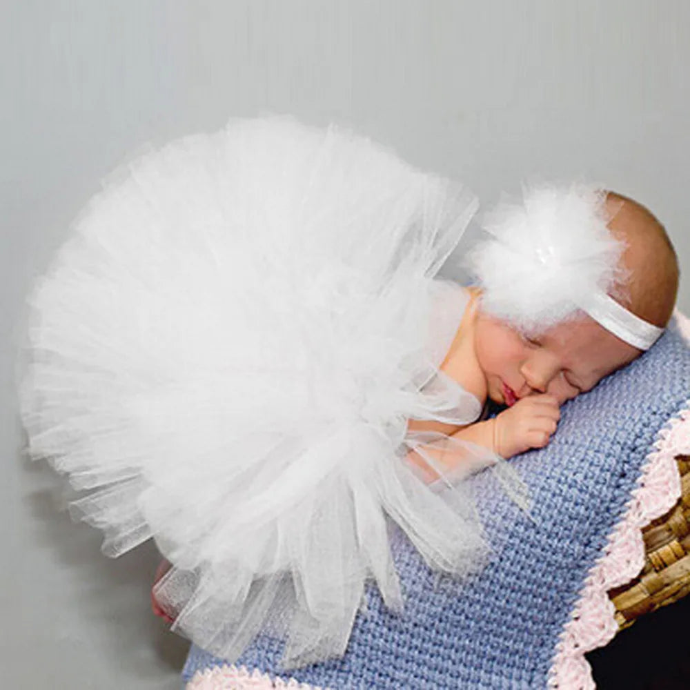 Newborn Photography Props Baby Chiffon Flower Tutu Skirt