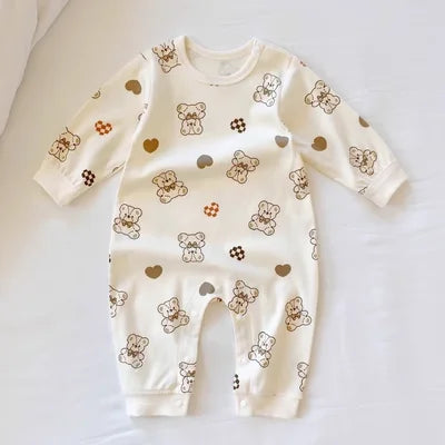 Baby Long Sleeve Boy Girl Cotton Bear Jumpsuit Newborn Crawling Pajamas Romper Autumn 0-18 Months Baby Onesie Costume Bodysuits