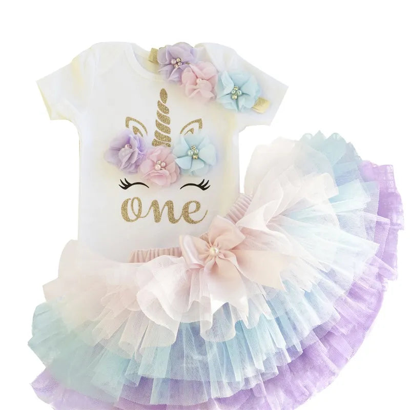Baby Girls One Year Old Birthday Party Baptism Dress Toddler Newborn 1st Christening Gown Outfits Infant Clothing Sets Christmas
