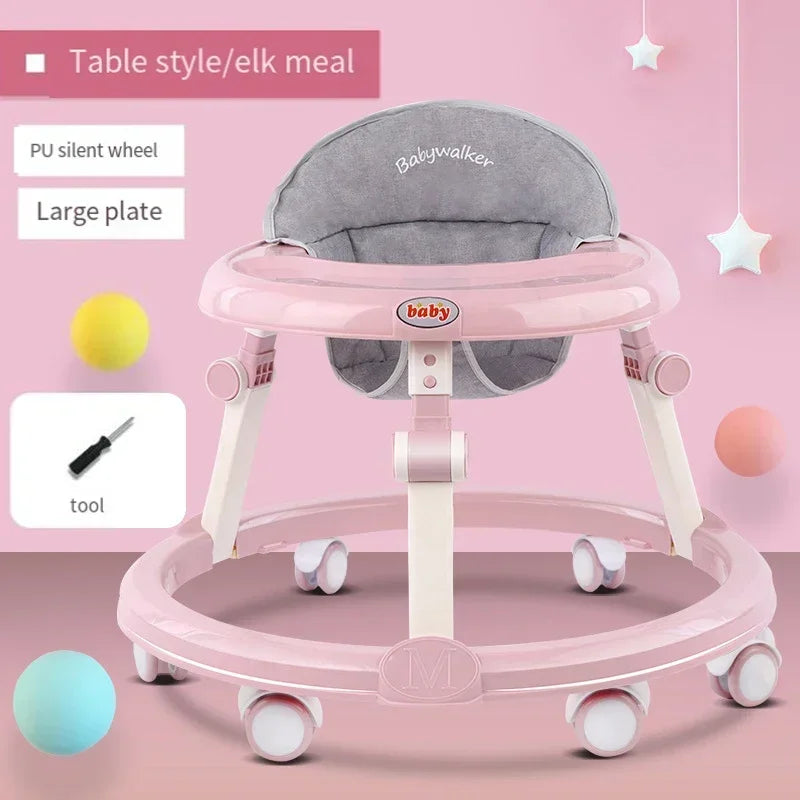 Baby Walker Anti-O-leg Multi-functional Anti-rollover Folding Trolley Boys Girls Can Sit Push 6-18 Months Baby To Learn To Drive