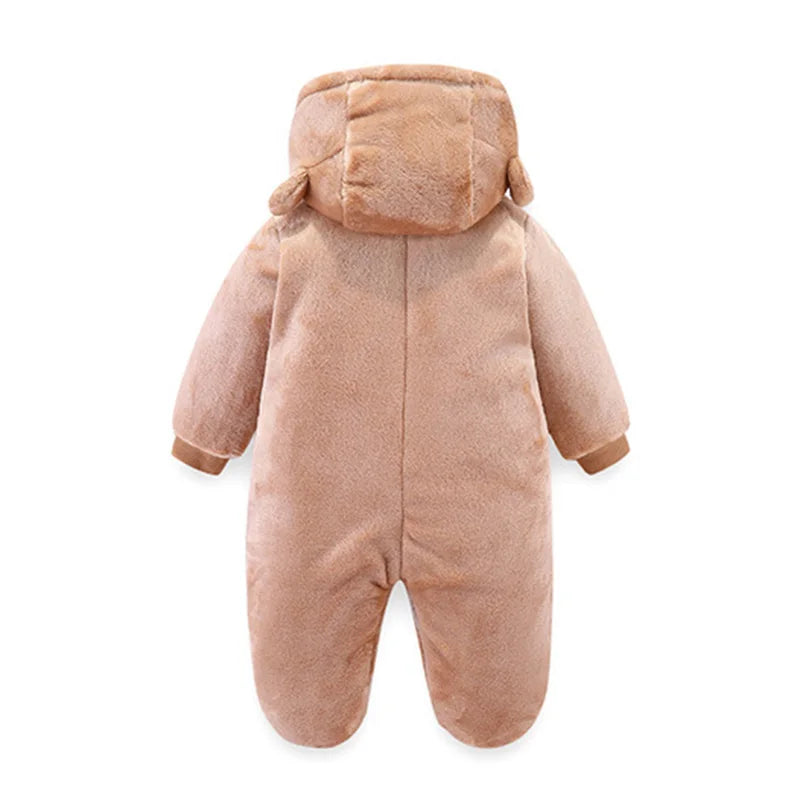 Newborn Baby Winter Footie Jumpsuit Infant Hooded Fleece