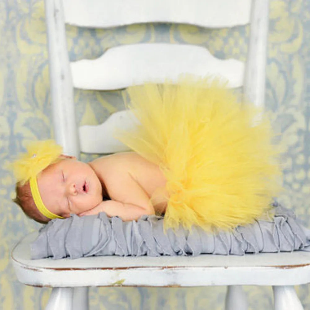 Newborn Photography Props Baby Chiffon Flower Tutu Skirt
