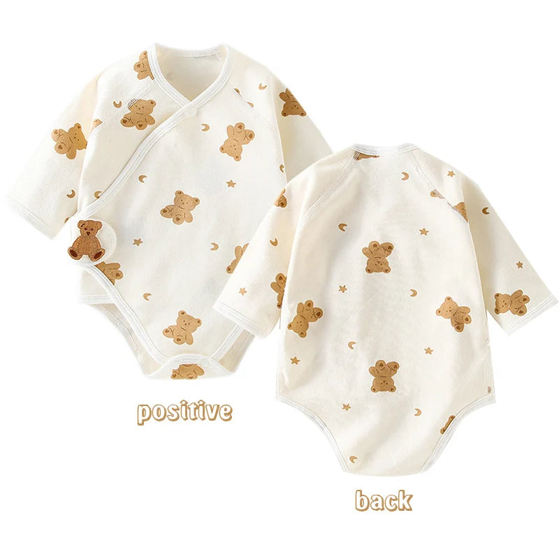 Cartoon Bear Print Baby Newborn Soft Cotton Long Sleeve Bodysuit