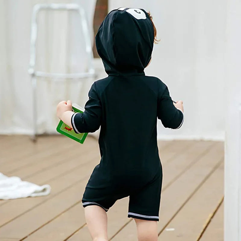 Baby Boy Swimsuit One-Piece Zip Swimwear Kids Long Sleeve Swimwear Children Bathing Suit Quick Drying Swimsuit for 1-7 Years