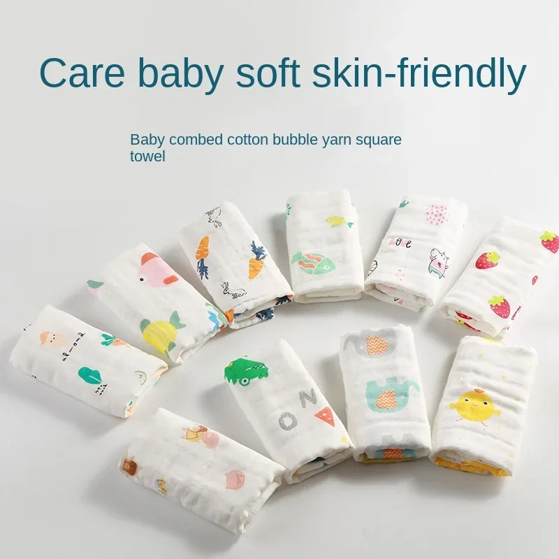 Baby Saliva Towel, 6-layer Gauze Square Towel, Pure Cotton Baby Handkerchief, Newborn Bath Towel, Facial Towel burp cloth